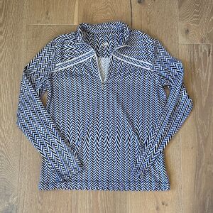 Tail Women's Chevron Blue Quarter Zip Top Golf Size Small